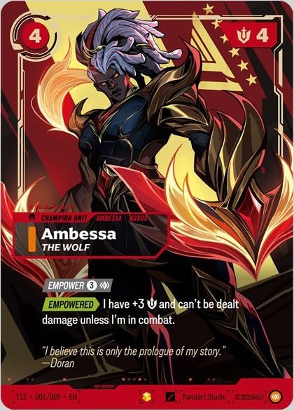 Ambessa, The Wolf 的簽名版卡面插畫